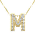 1/20 Ctw Bubble Accent Initial 'M' Round Cut Diamond Fashion Pendant With Chain in Yellow Gold Vermeil