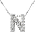 1/20 Ctw Bubble Accent Initial 'N' Round Cut Diamond Fashion Pendant With Chain in Sterling Silver