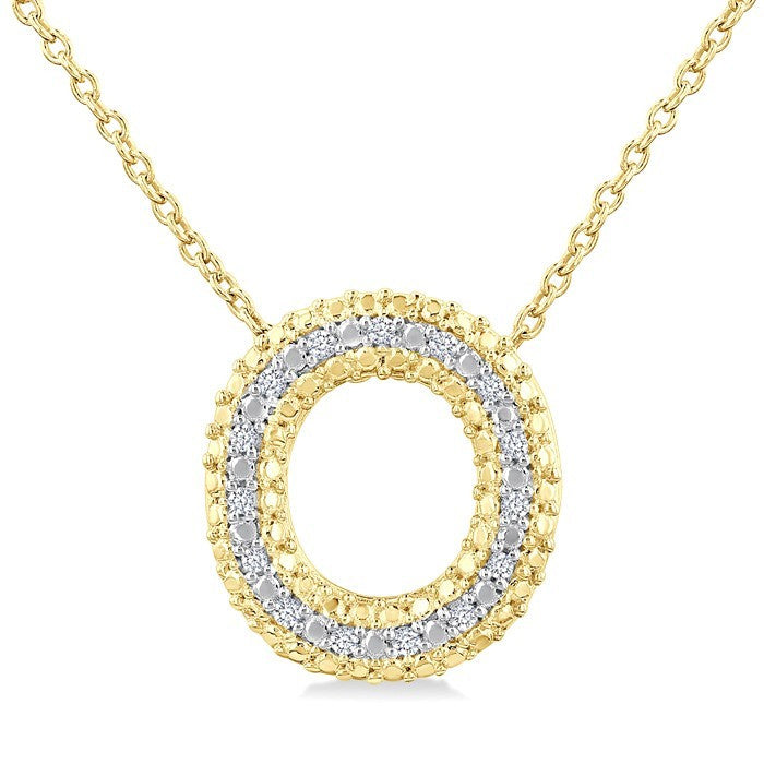 1/20 Ctw Bubble Accent Initial 'O' Round Cut Diamond Fashion Pendant With Chain in Yellow Gold Vermeil
