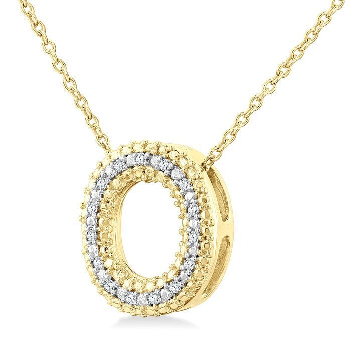 1/20 Ctw Bubble Accent Initial 'O' Round Cut Diamond Fashion Pendant With Chain in Yellow Gold Vermeil