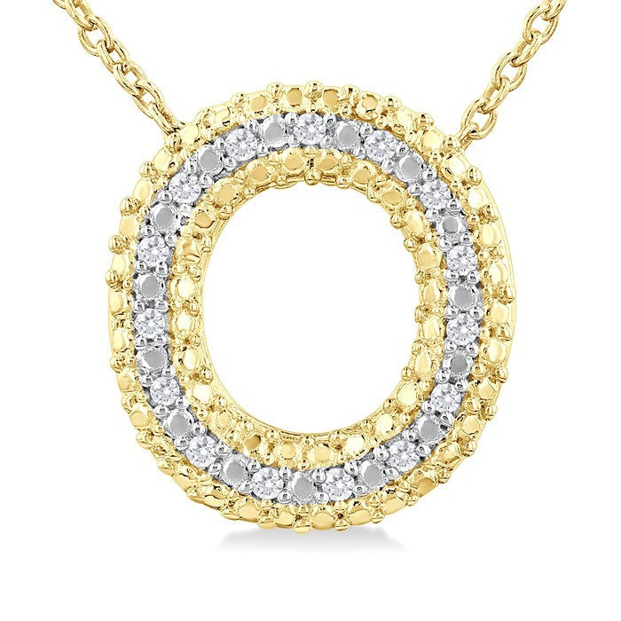1/20 Ctw Bubble Accent Initial 'O' Round Cut Diamond Fashion Pendant With Chain in Yellow Gold Vermeil