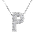 1/20 Ctw Bubble Accent Initial 'P' Round Cut Diamond Fashion Pendant With Chain in Sterling Silver