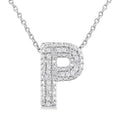 Silver Bubble 'P' Initial Diamond Pendant