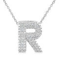 1/20 Ctw Bubble Accent Initial 'R' Round Cut Diamond Fashion Pendant With Chain in Sterling Silver