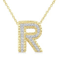 1/20 Ctw Bubble Accent Initial 'R' Round Cut Diamond Fashion Pendant With Chain in Yellow Gold Vermeil