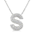 1/20 Ctw Bubble Accent Initial 'S' Round Cut Diamond Fashion Pendant With Chain in Sterling Silver