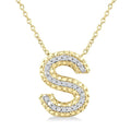 1/20 Ctw Bubble Accent Initial 'S' Round Cut Diamond Fashion Pendant With Chain in Yellow Gold Vermeil