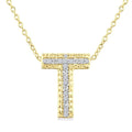 1/20 Ctw Bubble Accent Initial 'T' Round Cut Diamond Fashion Pendant With Chain in Yellow Gold Vermeil