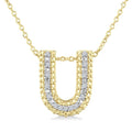 1/20 Ctw Bubble Accent Initial 'U' Round Cut Diamond Fashion Pendant With Chain in Yellow Gold Vermeil