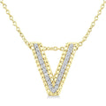 1/20 Ctw Bubble Accent Initial 'V' Round Cut Diamond Fashion Pendant With Chain in Yellow Gold Vermeil