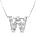 1/20 Ctw Bubble Accent Initial 'W' Round Cut Diamond Fashion Pendant With Chain in Sterling Silver