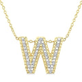 1/20 Ctw Bubble Accent Initial 'W' Round Cut Diamond Fashion Pendant With Chain in Yellow Gold Vermeil