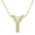 1/20 Ctw Bubble Accent Initial 'Y' Round Cut Diamond Fashion Pendant With Chain in Yellow Gold Vermeil