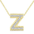 1/20 Ctw Bubble Accent Initial 'Z' Round Cut Diamond Fashion Pendant With Chain in Yellow Gold Vermeil