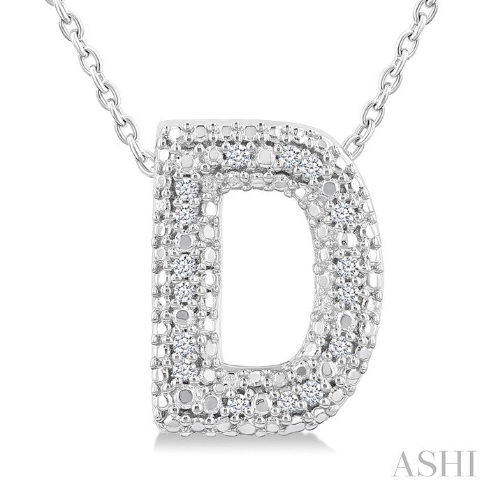 1/20 Ctw Bubble Accent Initial 'D' Round Cut Diamond Fashion Pendant With Chain in Sterling Silver