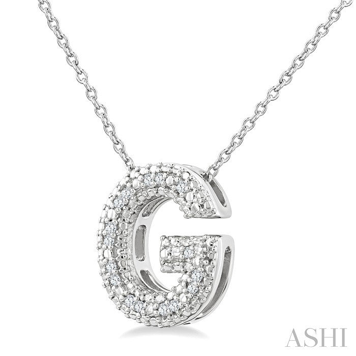 1/20 Ctw Bubble Accent Initial 'G' Round Cut Diamond Fashion Pendant With Chain in Sterling Silver
