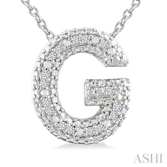 1/20 Ctw Bubble Accent Initial 'G' Round Cut Diamond Fashion Pendant With Chain in Sterling Silver