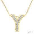 1/20 Ctw Bubble Accent Initial 'Y' Round Cut Diamond Fashion Pendant With Chain in Yellow Gold Vermeil