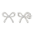 1/50 Ctw Bow Round Cut Diamond Fashion Earrings in Sterling Silver