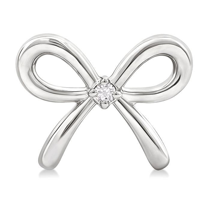 Silver Bow Diamond Fashion Earrings