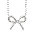 1/50 Ctw Bow Round Cut Diamond Fashion Pendant With Chain in Sterling Silver