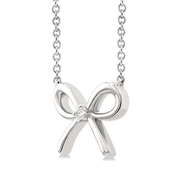 Silver Bow Diamond Fashion Pendant