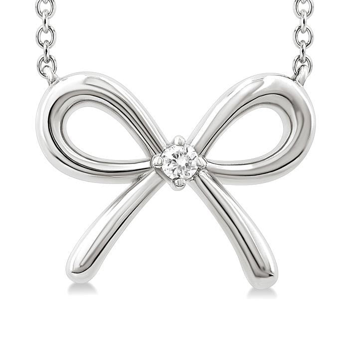 Silver Bow Diamond Fashion Pendant