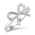 1/50 Ctw Bow Tie Round Cut Diamond Fashion Ring in Sterling Silver