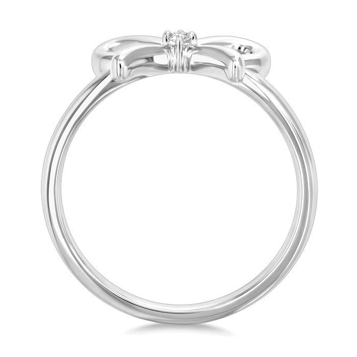 1/50 Ctw Bow Tie Round Cut Diamond Fashion Ring in Sterling Silver