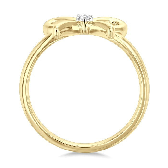 1/50 Ctw Bow Round Cut Diamond Fashion Ring in Yellow Gold Vermeil