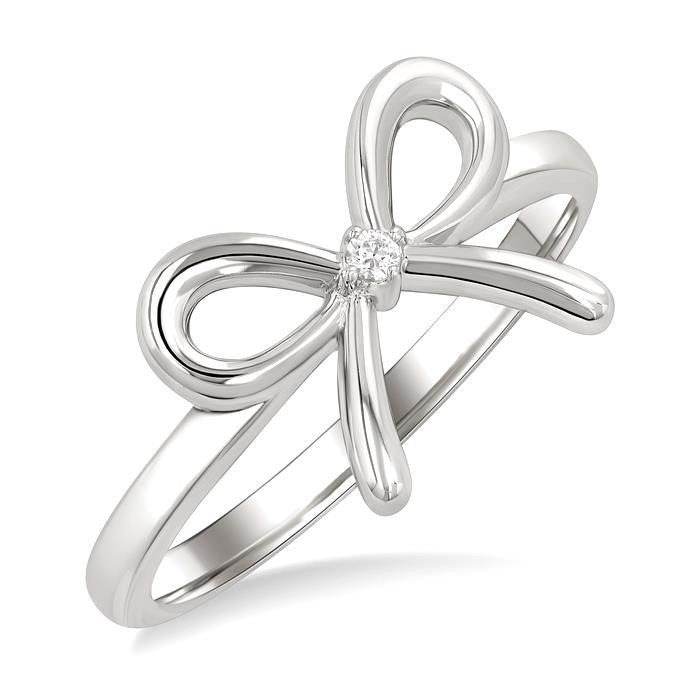 Silver Bow Diamond Fashion Ring