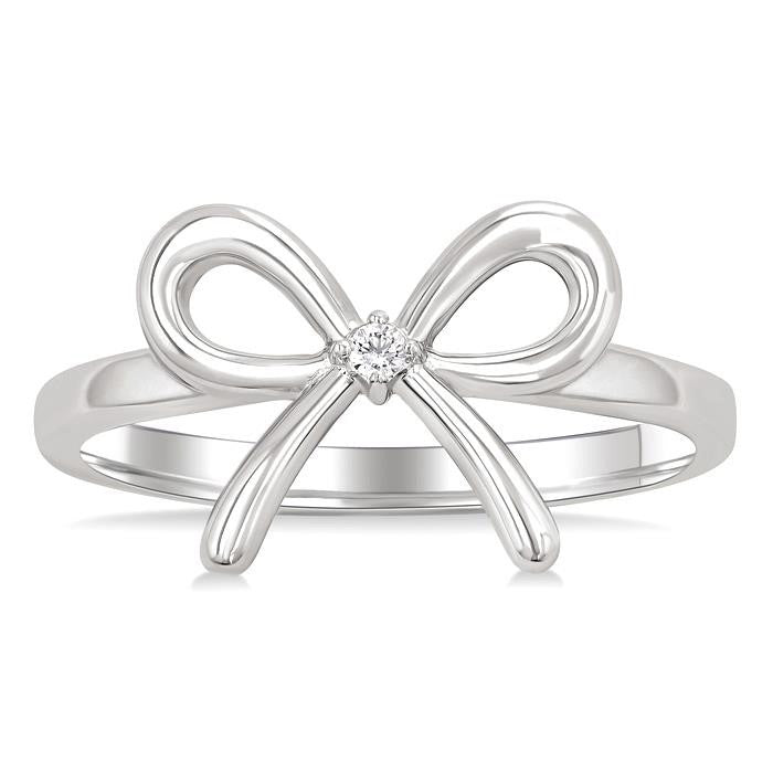 Silver Bow Diamond Fashion Ring