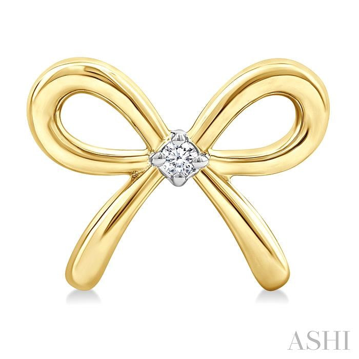 1/50 Ctw Bow Round Cut Diamond Fashion Earrings in Yellow Gold Vermeil
