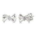 1/50 Ctw Round Cut Diamond Bow Fashion Earrings in Sterling Silver