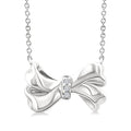 1/50 Ctw Round Cut Diamond Bow Fashion Pendant With Chain in Sterling Silver