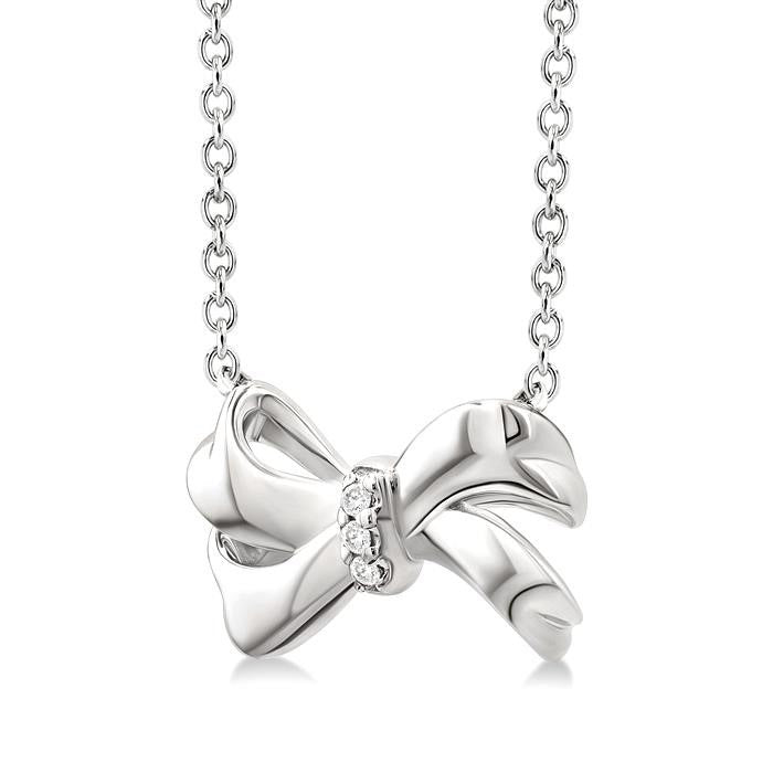 Silver Bow Diamond Fashion Pendant