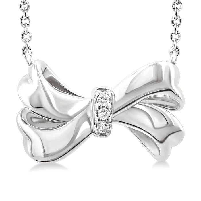 Silver Bow Diamond Fashion Pendant