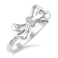 1/50 Ctw Round Cut Diamond Bow Fashion Ring in Sterling Silver