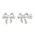 1/20 Ctw Bow Round Cut Diamond Fashion Earrings in Sterling Silver