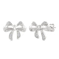 Silver Bow Diamond Fashion Earrings