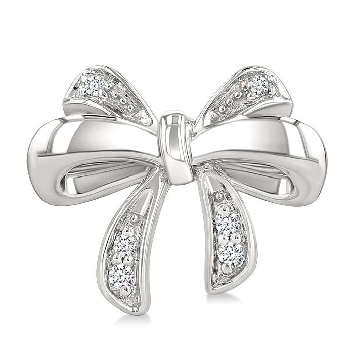 Silver Bow Diamond Fashion Earrings