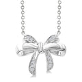 1/20 Ctw Bow Round Cut Diamond Fashion Pendant With Chain in Sterling Silver