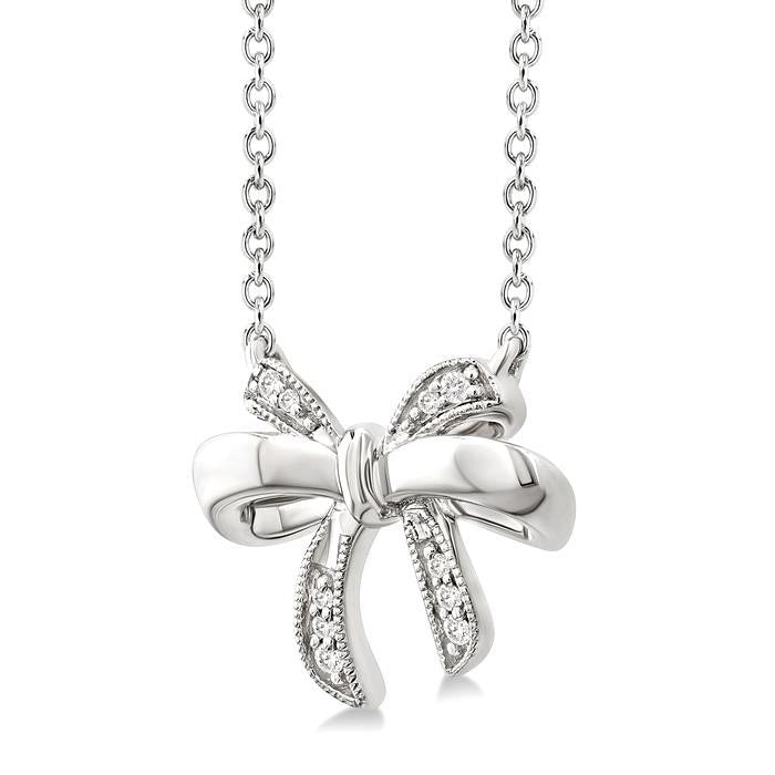 Silver Bow Diamond Fashion Pendant