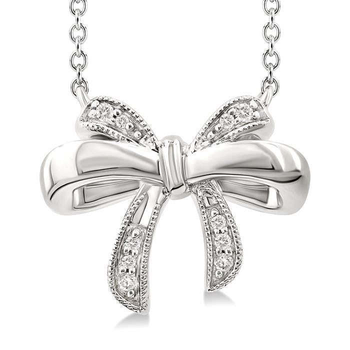Silver Bow Diamond Fashion Pendant