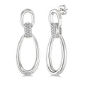 1/10 Ctw Oval Shape Link Round Cut Diamond Fashion Earrings in Sterling Silver