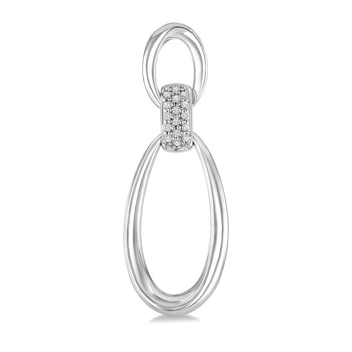 1/10 Ctw Oval Shape Link Round Cut Diamond Fashion Earrings in Sterling Silver