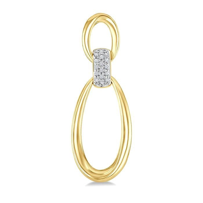 1/10 Ctw Oval Shape Link Round Cut Diamond Fashion Earrings in Yellow Gold Vermeil