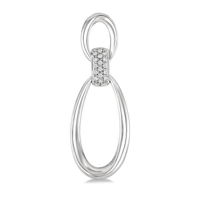 Silver Bold Oval Shape Link Diamond Earrings
