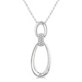 1/10 Ctw Open Window Oval Shape Link Round Cut Diamond Fashion Pendant With Chain in Sterling Silver