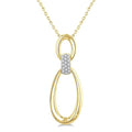 1/10 Ctw Twin Oval Link Round Cut Diamond Pendant With Chain in Yellow Gold Vermeil